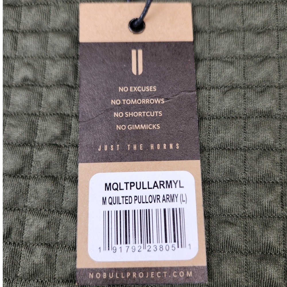 NOBULL Mens Quilted Pullover Army Green MQLTPULLARMYL Size L NWT - Picture 2 of 6